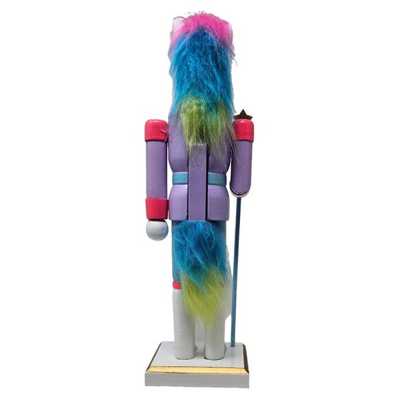 Pastel Rainbow Unicorn Christmas Wood 13" Nutcracker - Picture 5 of 5